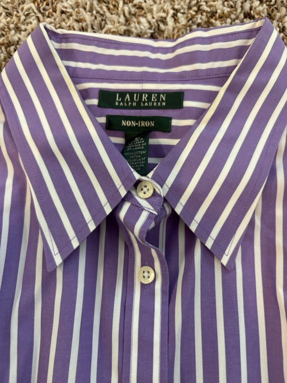 Ralph Lauren Purple and White Striped Dress Shirt 3xl - Picture 2 of 10